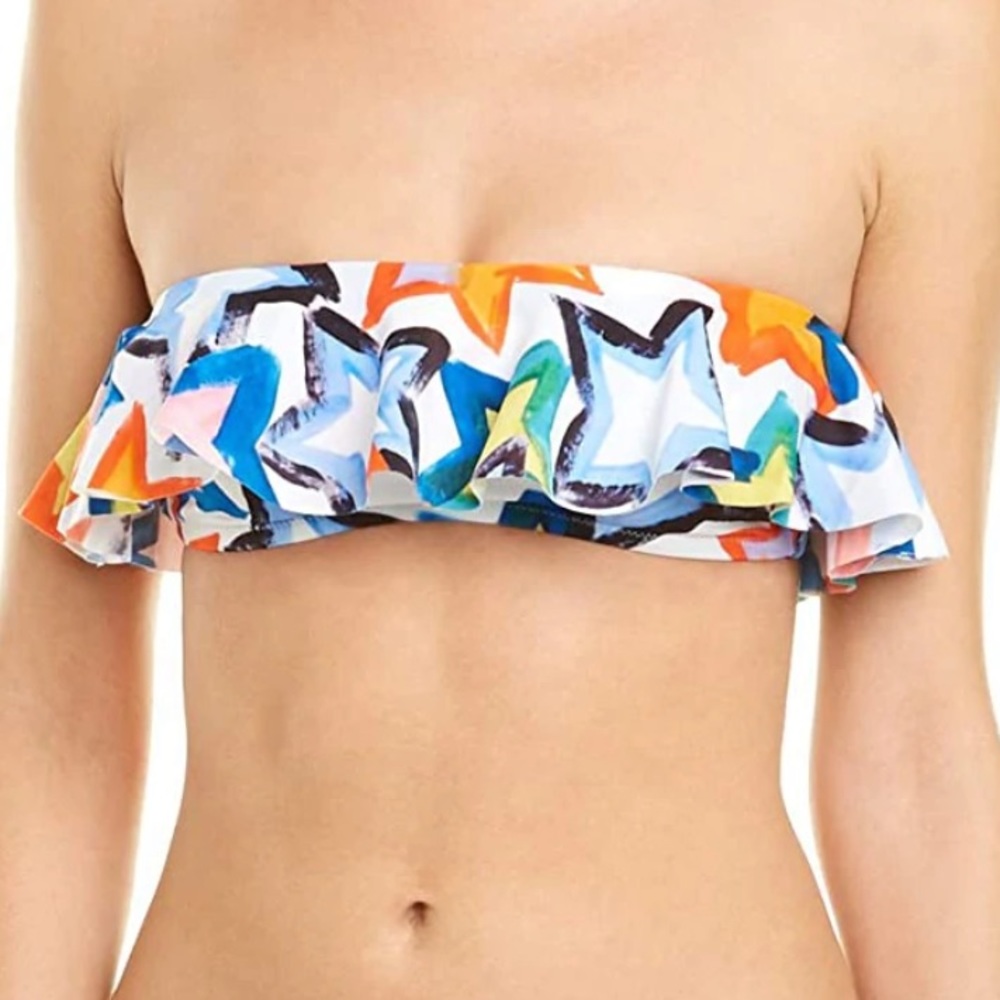 Milly Multicolor Star Print Bandeau Bikini Top